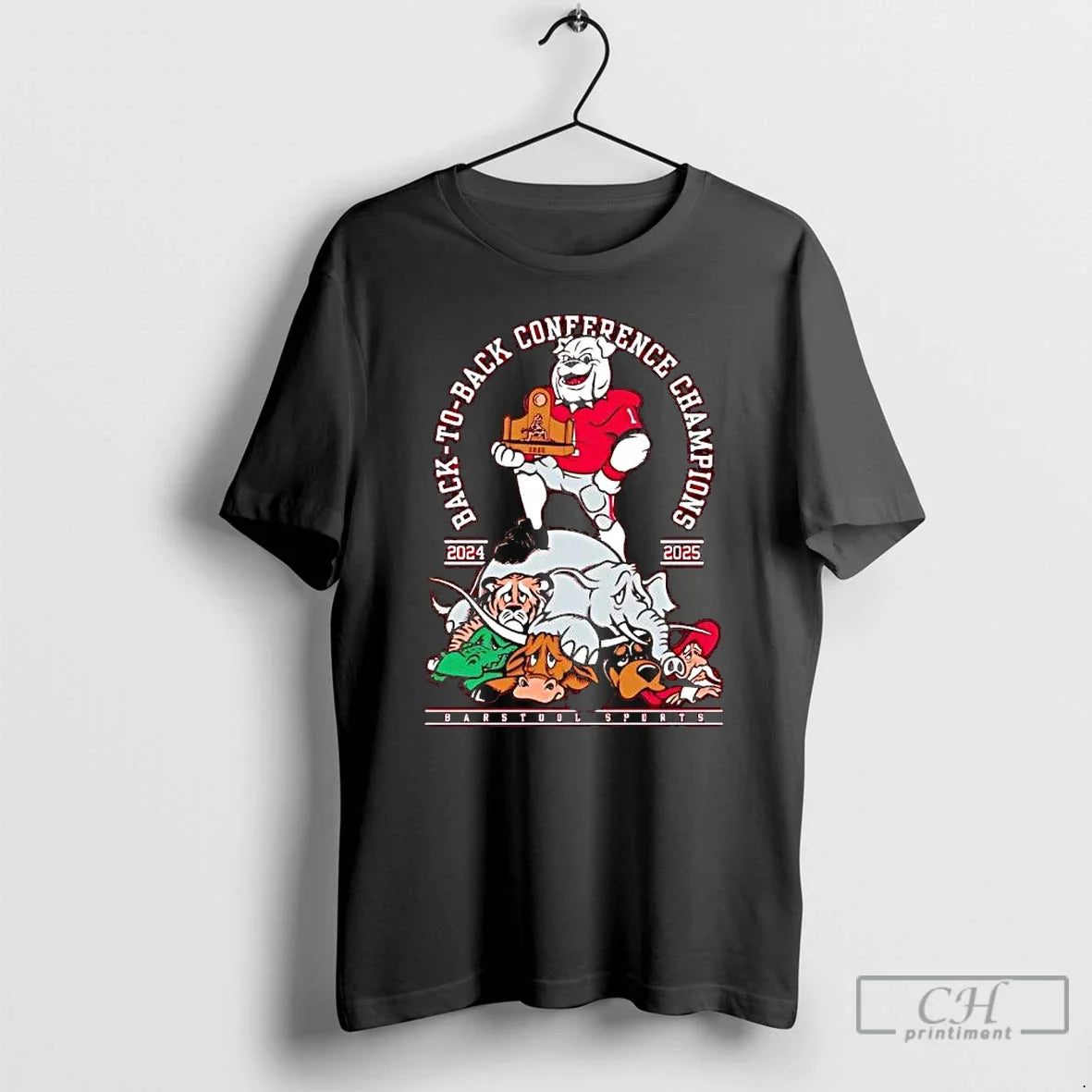 Classic Georgia Bulldogs Back Back Conference Champions 2024 2025 Mascots T-Shirts