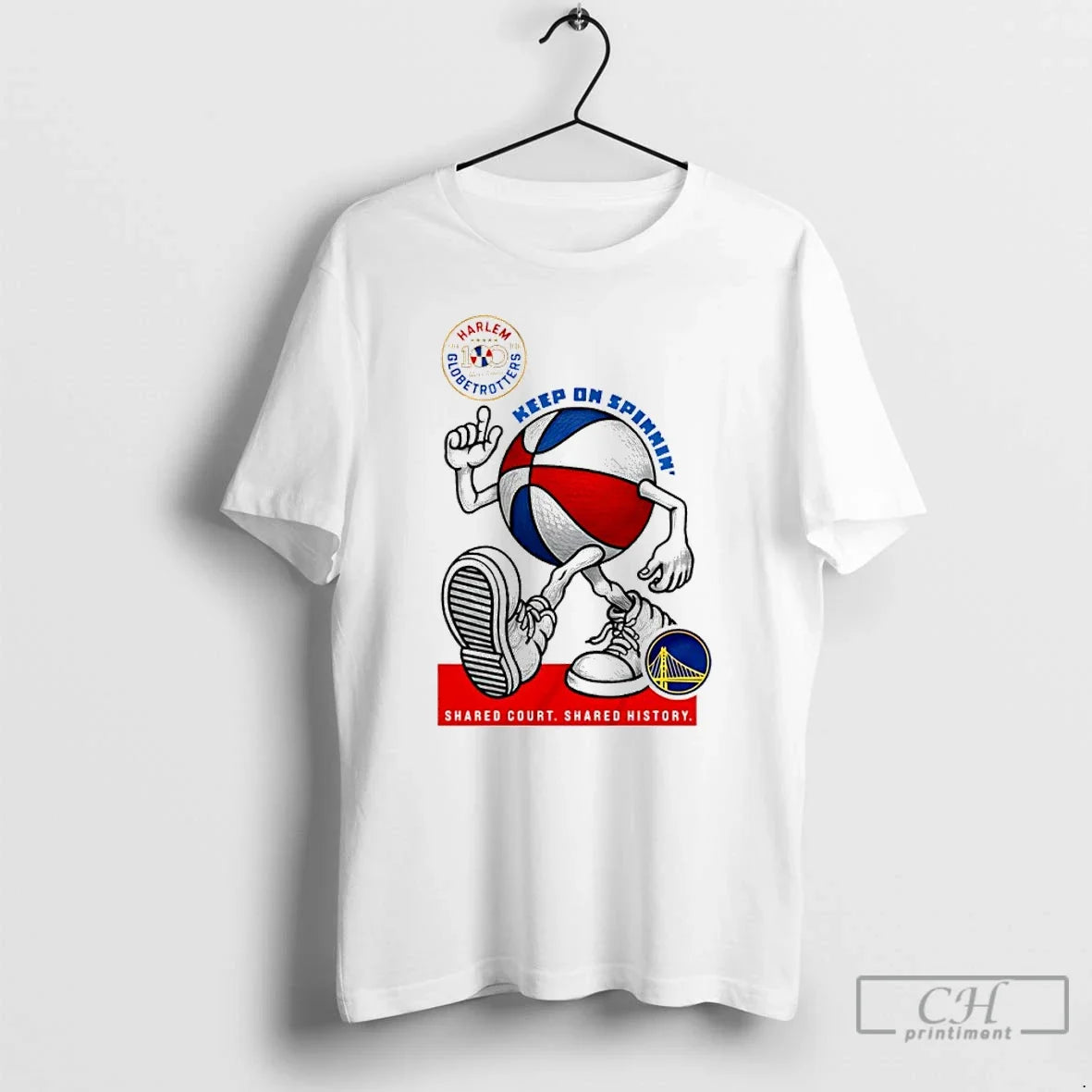 Classic Golden State Warriors X Harlem Globetrotters Keep Spinning T-Shirts