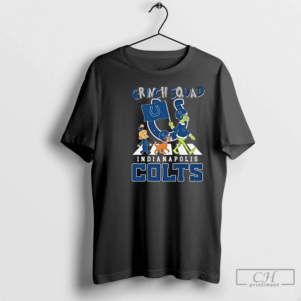 Classic Grinch Squad Abbey Road Indianapolis Colts Football Circle Black T-Shirts