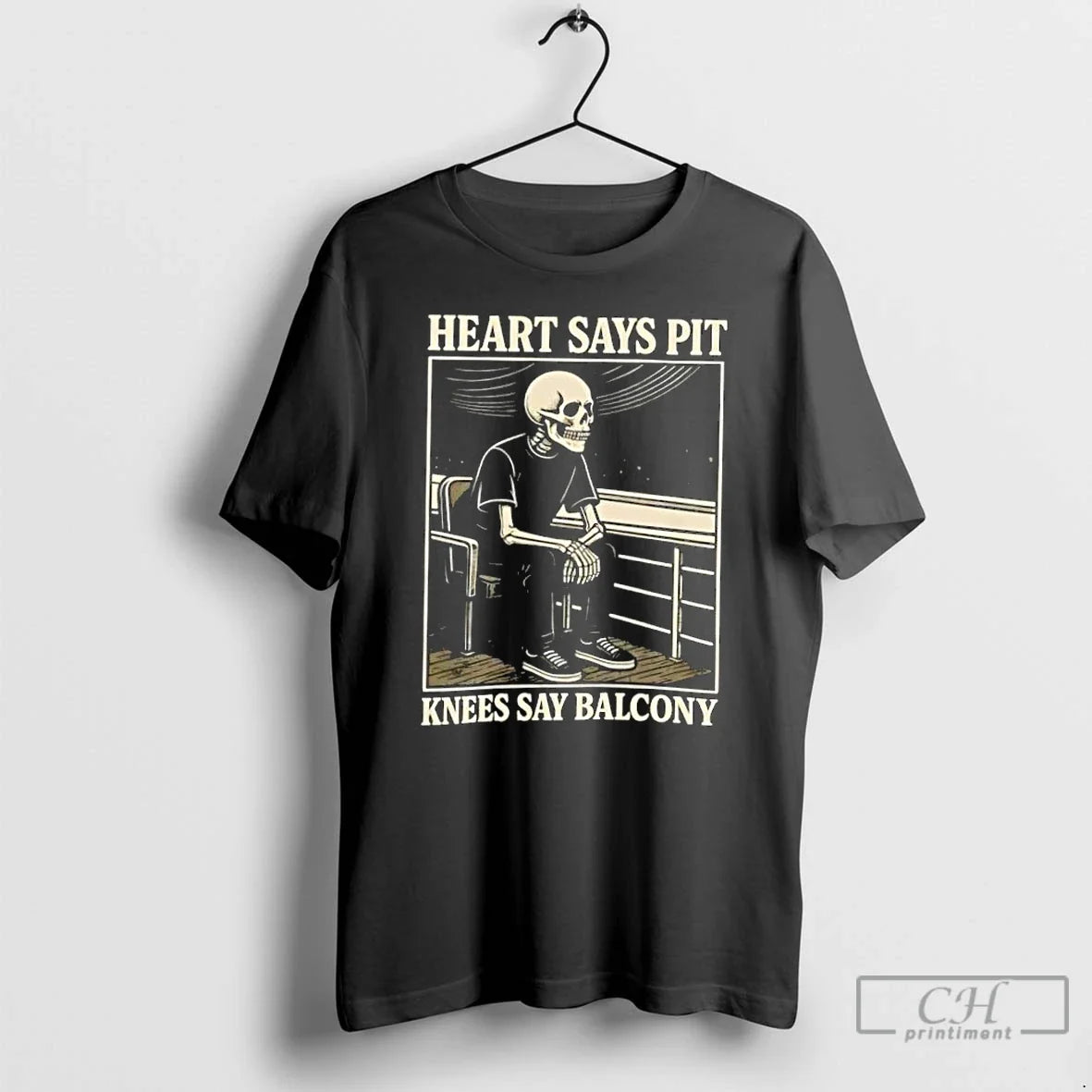 Classic Heart Says Pit Knees Say Balcony Skeleton T-Shirts