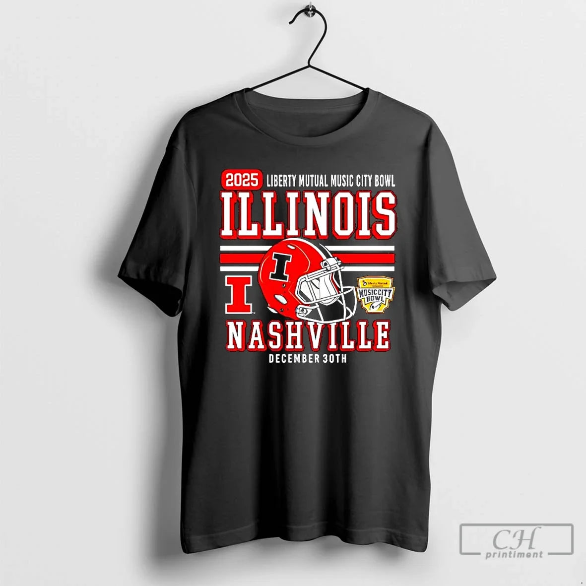 Classic Illinois Football 2025 Liberty Mutual Music City Bowl Dec 30th T-Shirts