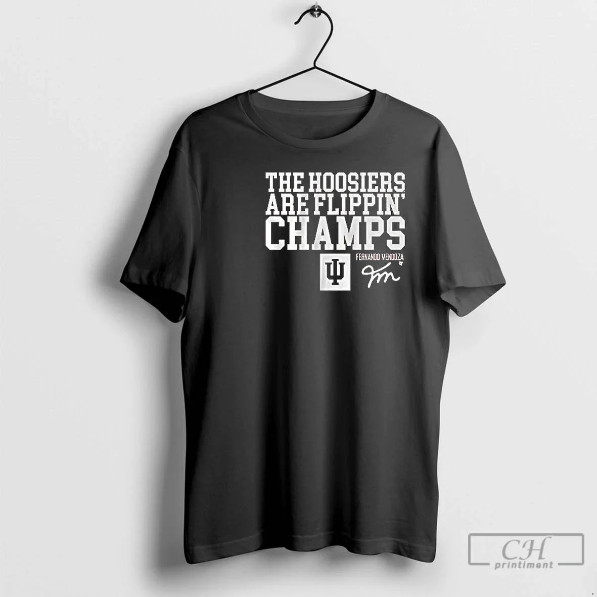 Classic Indiana Football Fernando Mendoza Hoosiers Are Flippin Champs Circle Black T-Shirts