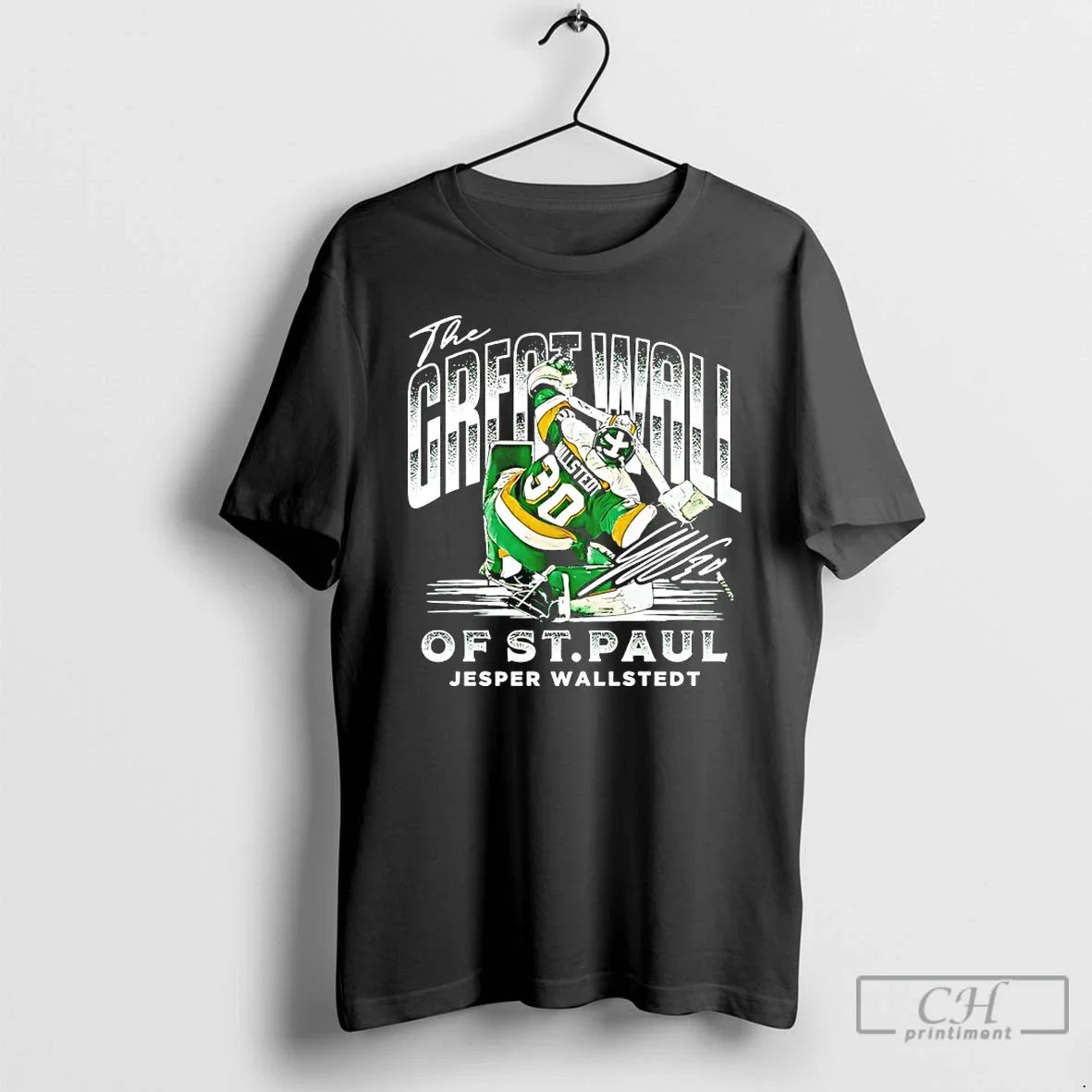 Classic Jesper Wallstedt Minnesota Great Wall St Paul Signature T-Shirts