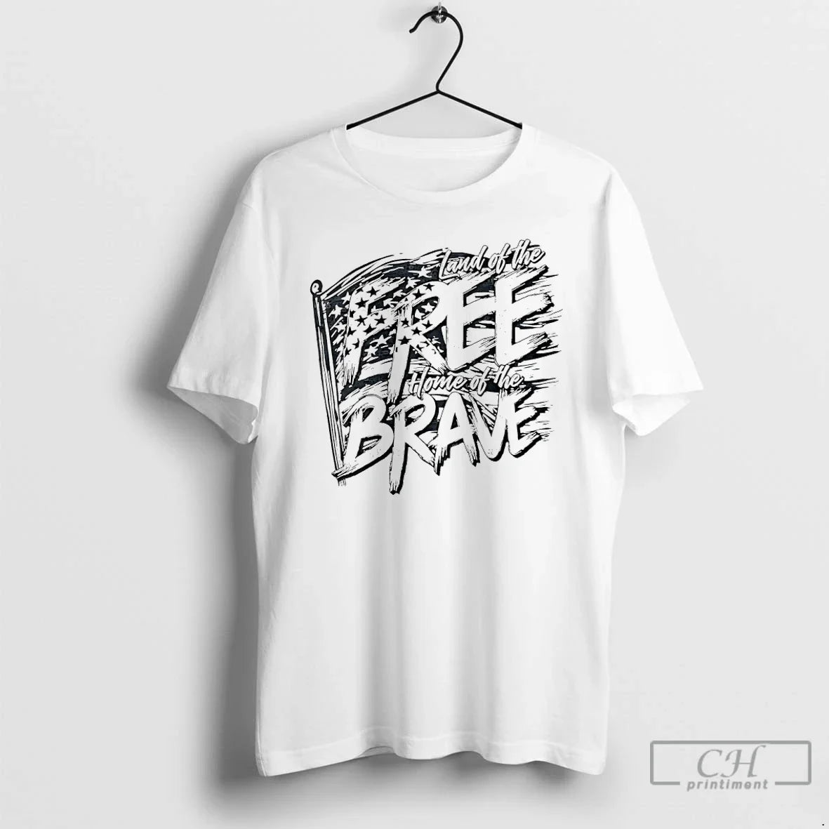 Classic Land Free Home Brave American Flag T-Shirts