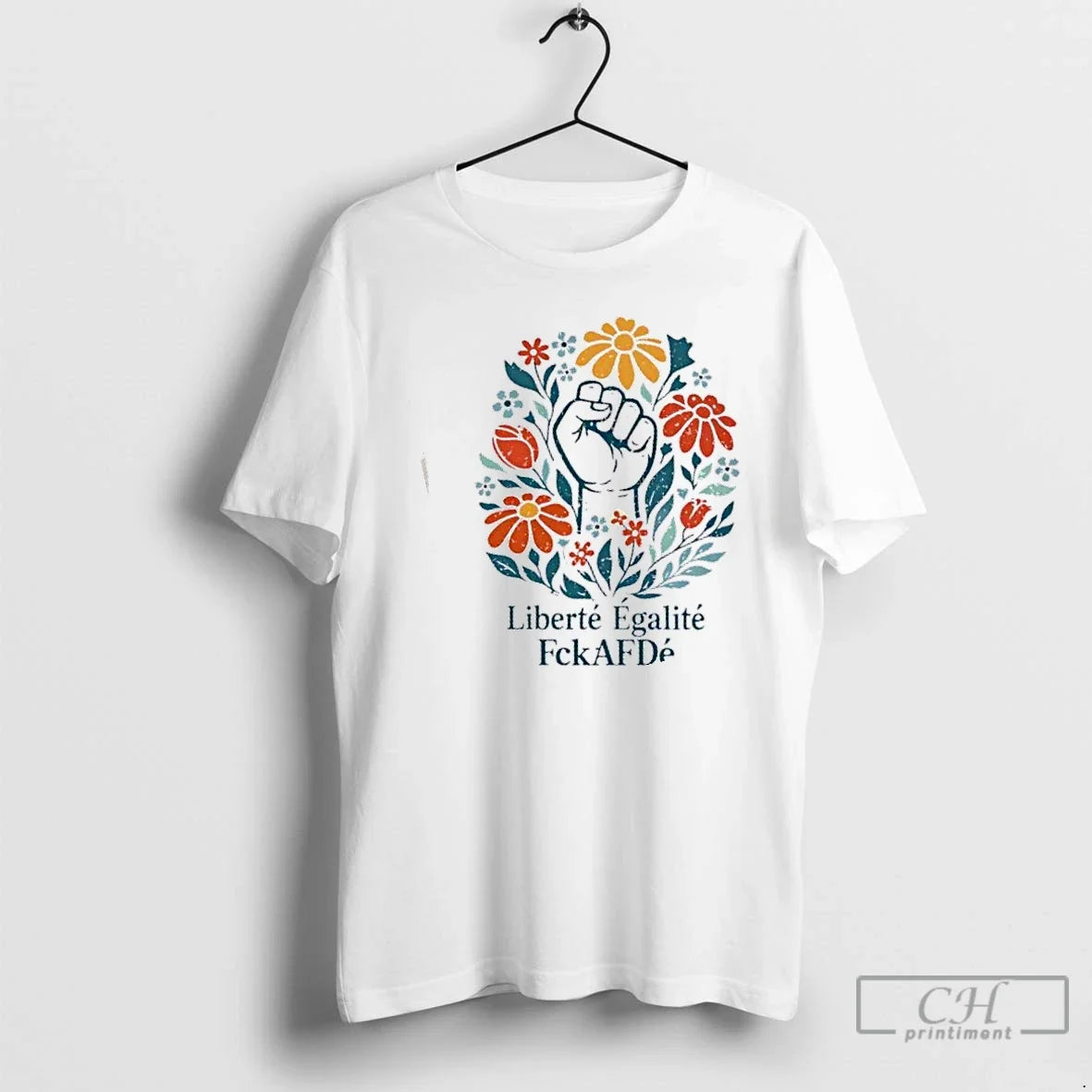 Classic Liberte Egalite Fckafde Fist Floral T-Shirts