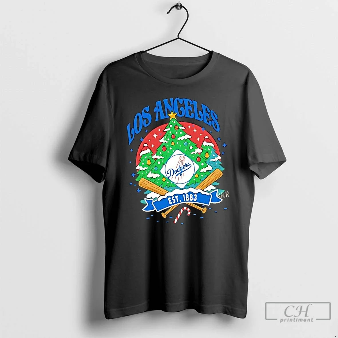 Classic Los Angeles Dodgers Ugly Tree Motif Est 1883 Logo T-Shirts
