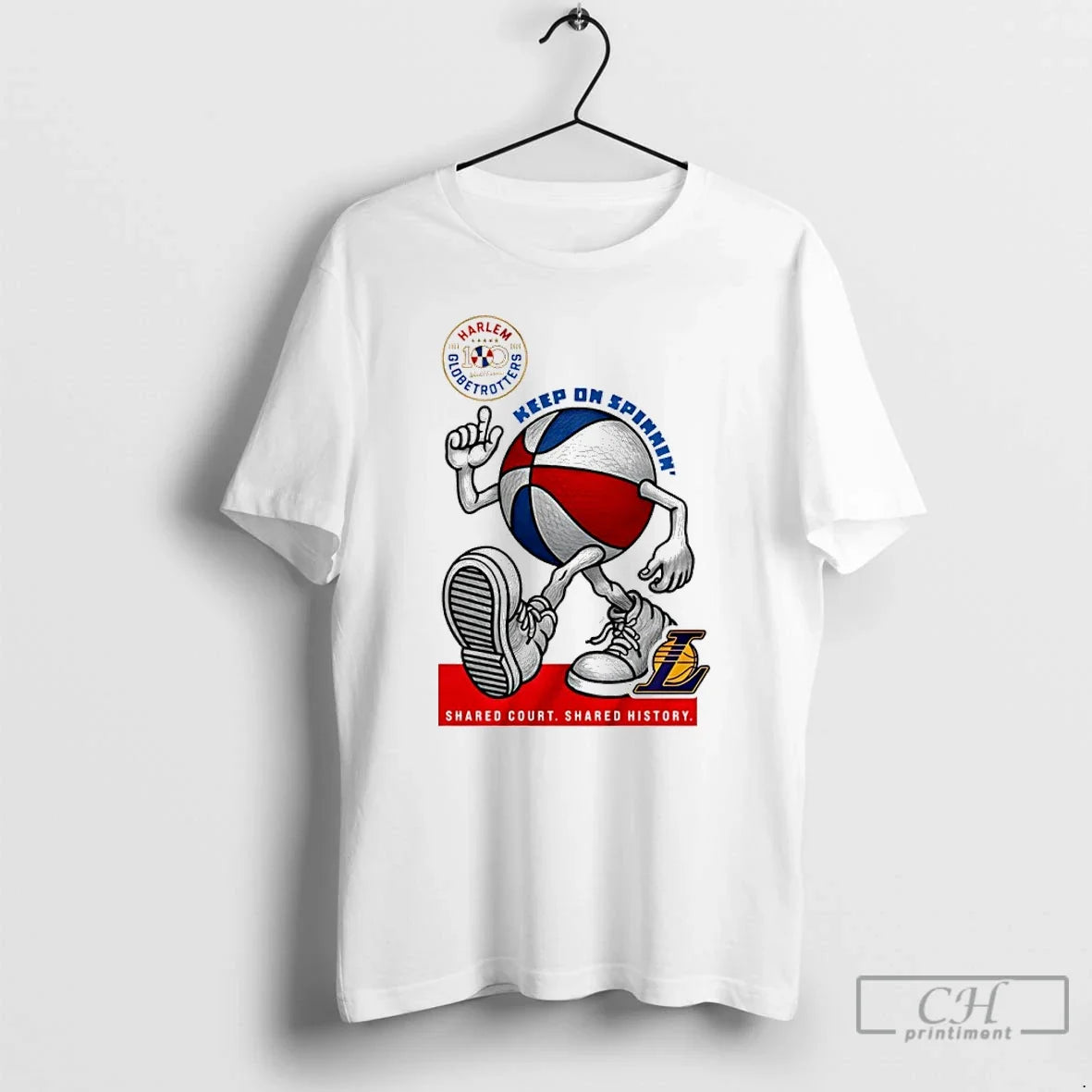 Classic Los Angeles Lakers X Harlem Globetrotters Keep Spinning 2026 T-Shirts