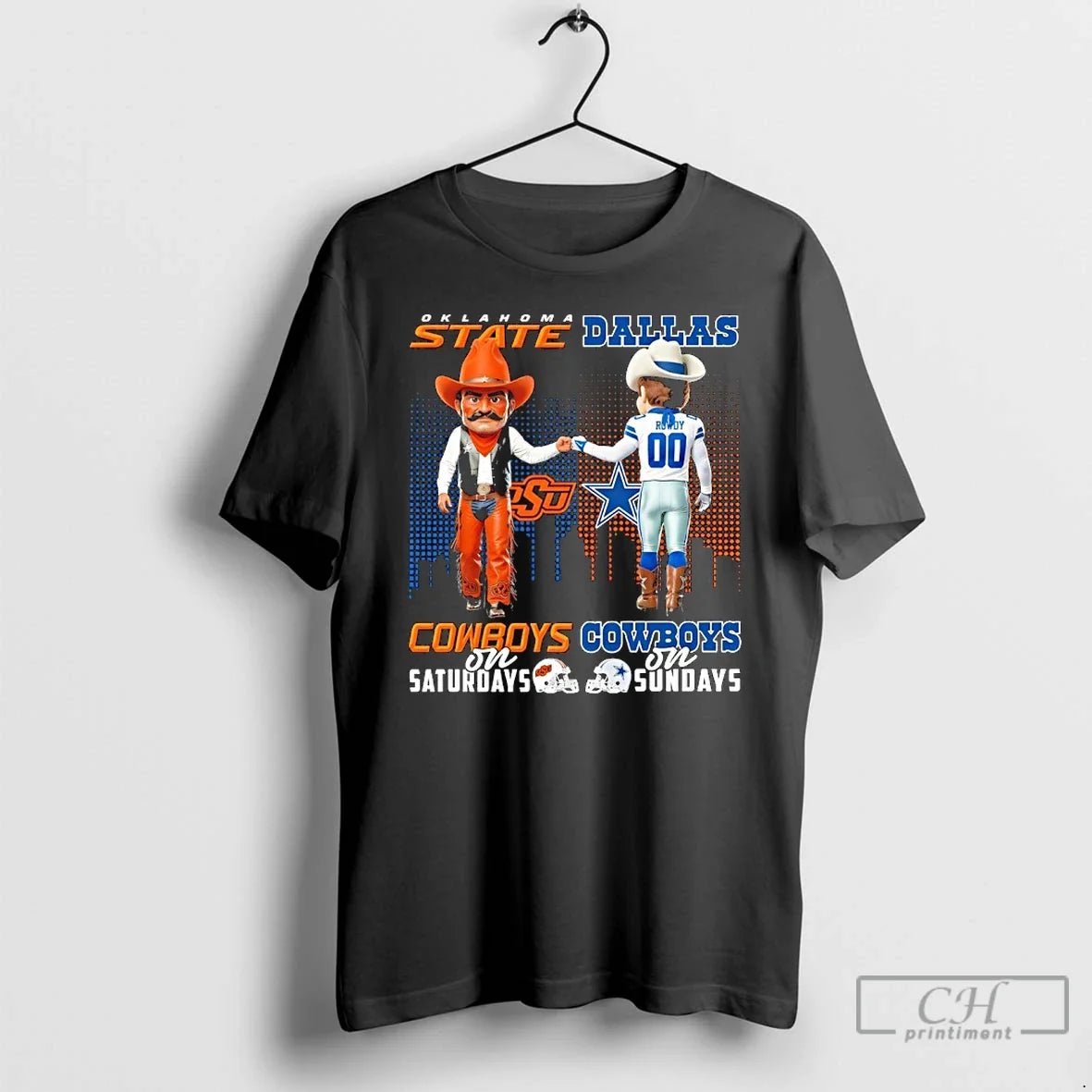 Classic Oklahoma State Cowboys Saturdays X Dallas Cowboys Sundays Mascot T-Shirts