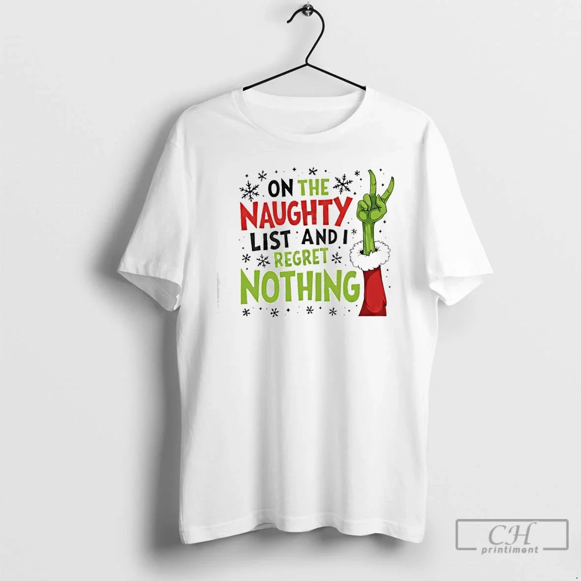 Classic Naughty List I Regret Nothing Grinch T-Shirts