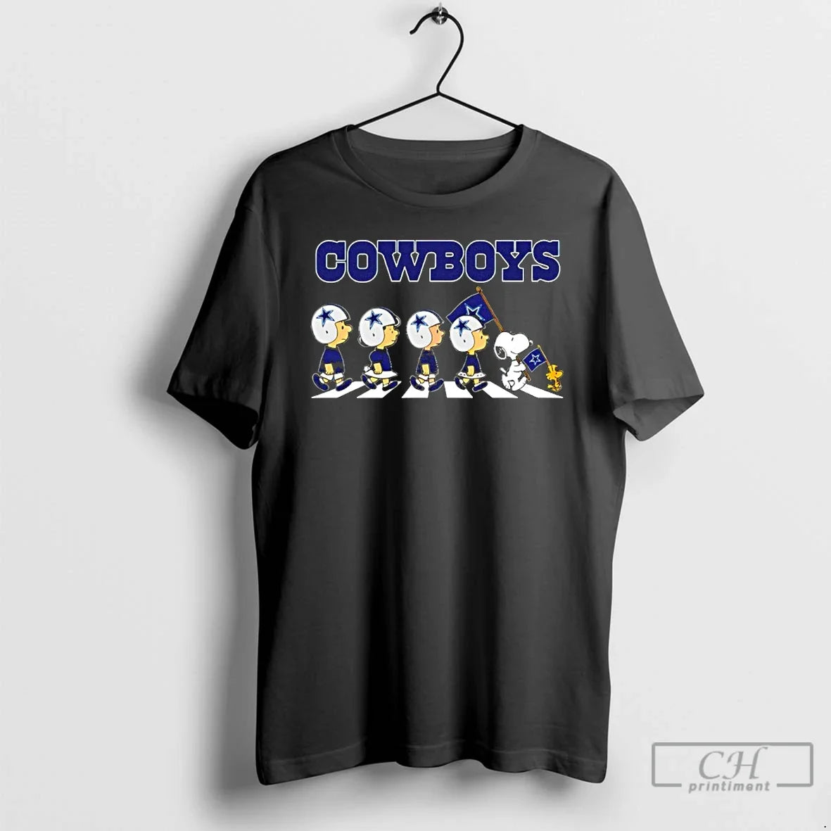 Classic Peanuts X Dallas Cowboys Football Flag Walking T-Shirts