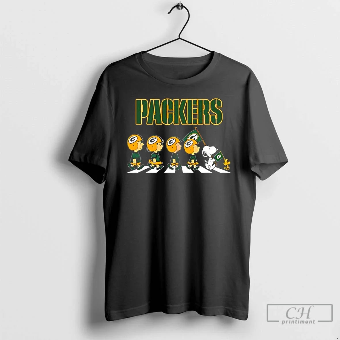 Classic Peanuts X Green Bay Packers Football Flag Walking T-Shirts