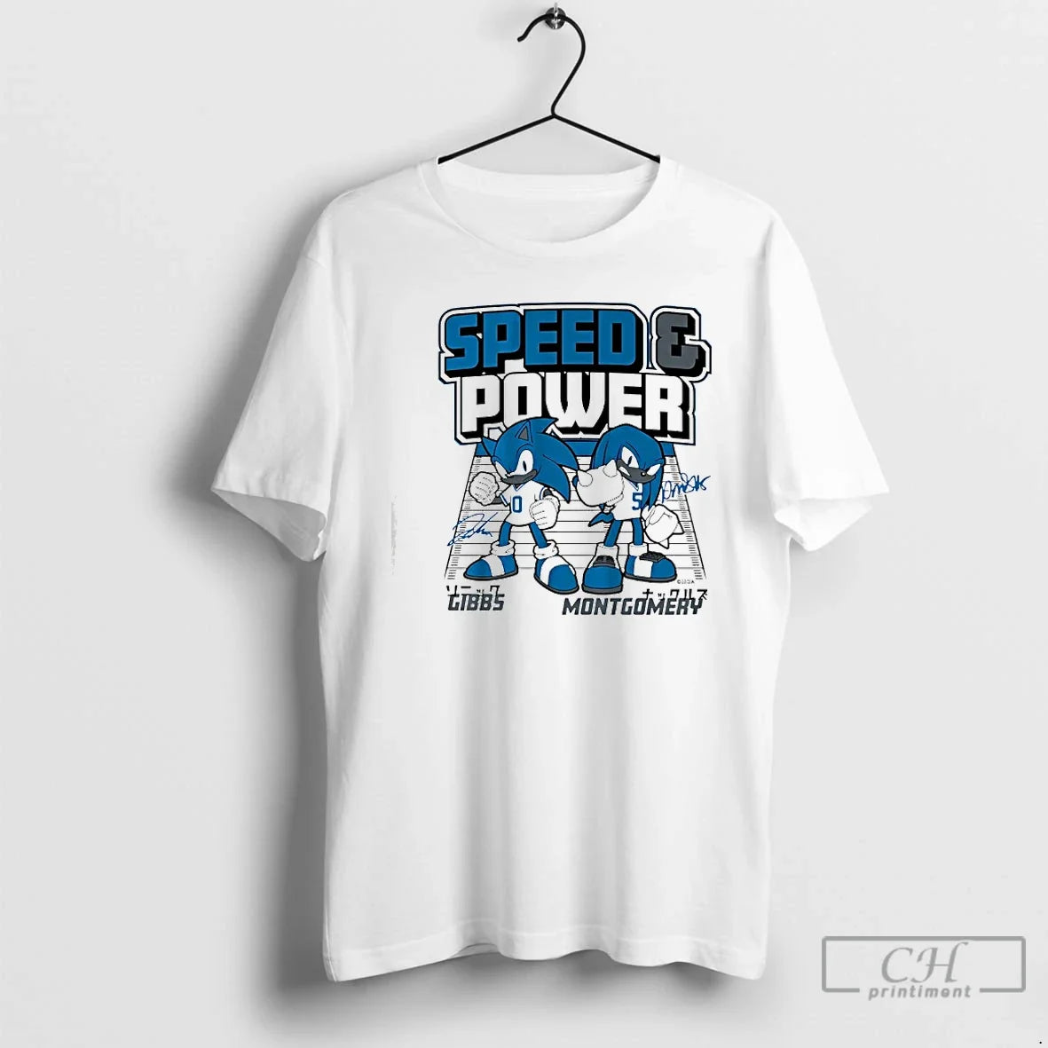 Classic Sega Knuckles As Jahmyr Gibbs David Montgomery Spead Power Detroit Lions T-Shirts