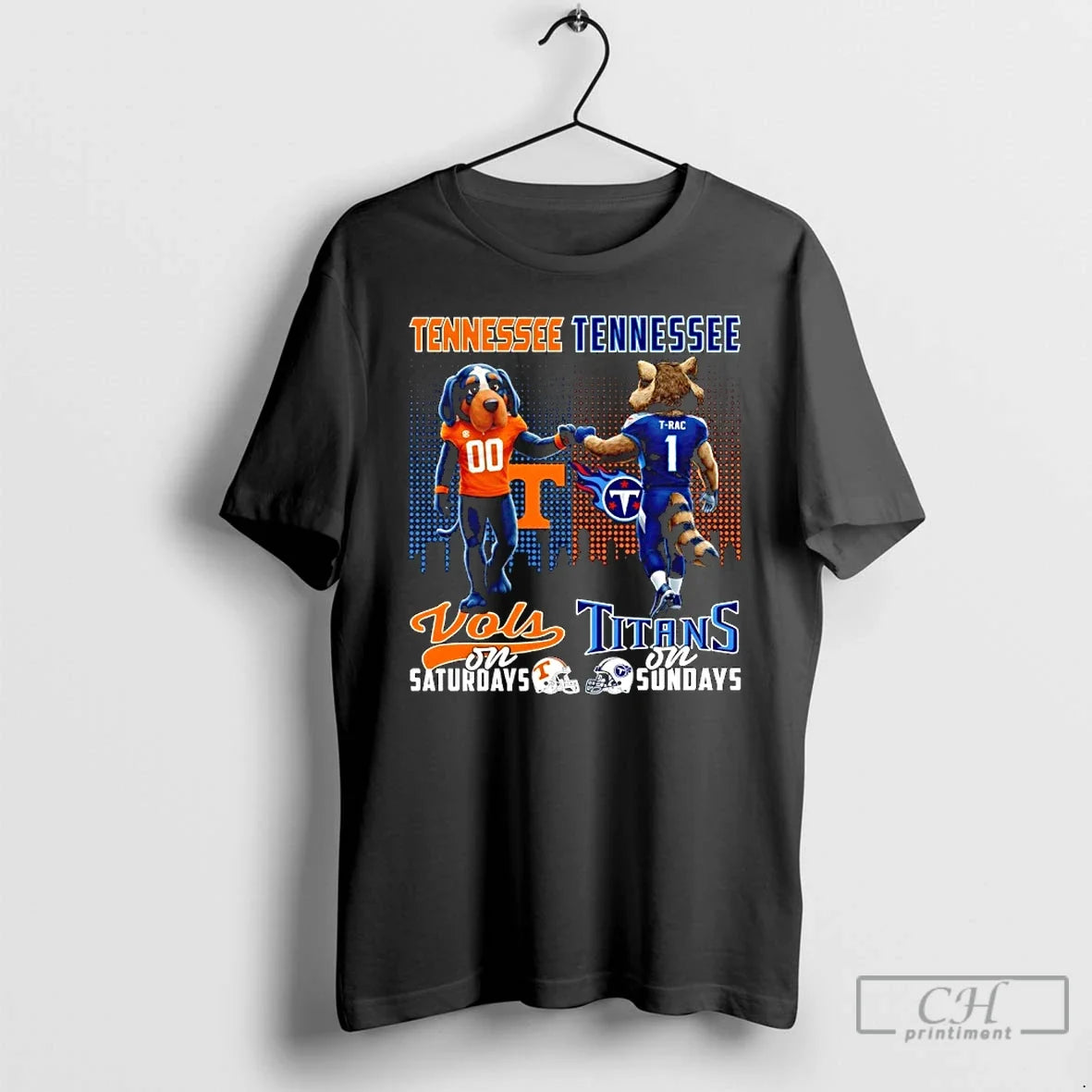 Classic Tennessee Volunteers Saturdays X Tennessee Titans Sundays Mascot T-Shirts