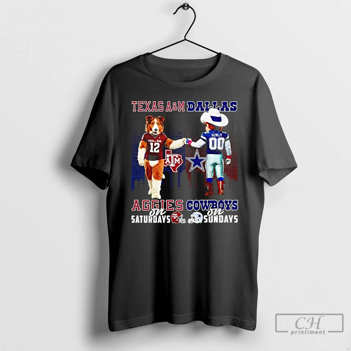 Classic Texas Am Aggies Saturdays X Dallas Cowboys Sundays Mascot T-Shirts