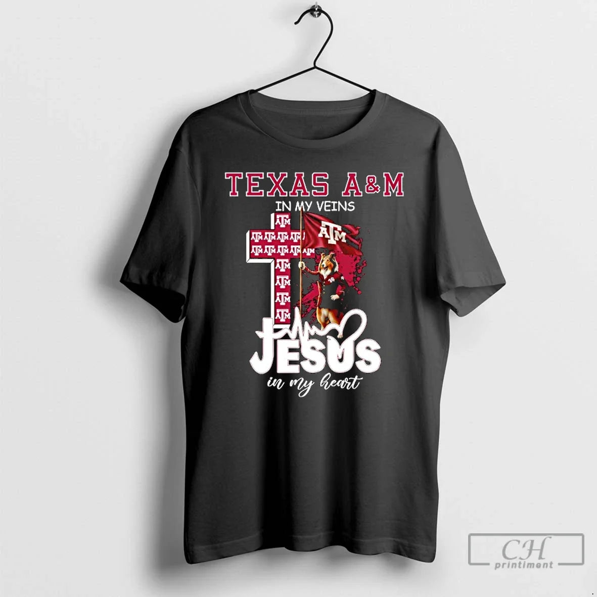 Classic Texas Am My Veins Jesus My Heart Mascot Flag T-Shirts