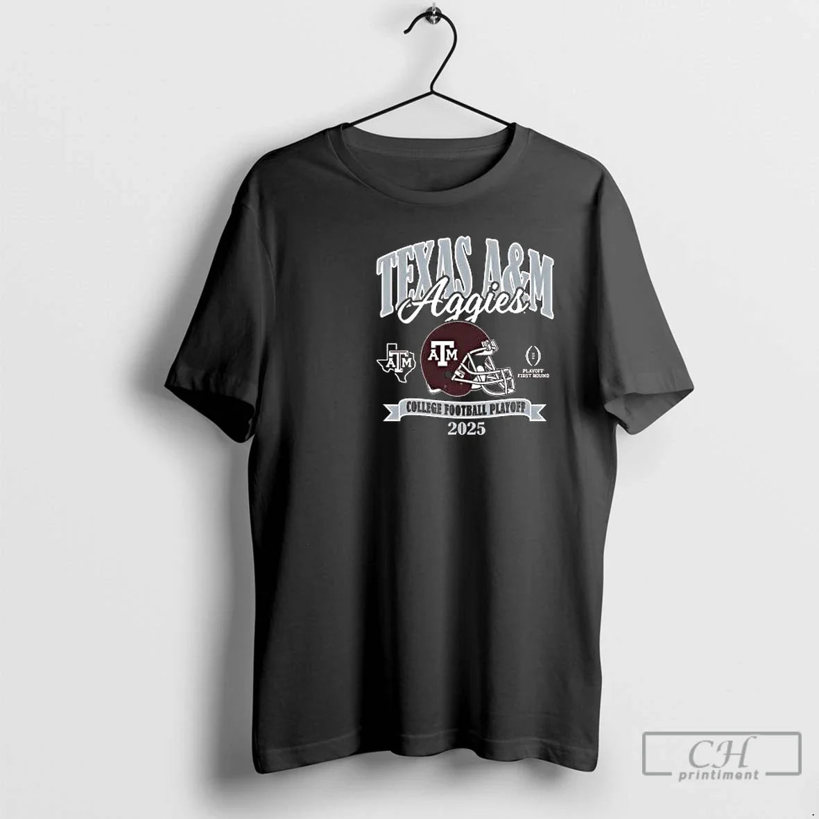 Classic Texas Am Aggies 2025 College Football Playoff Circle Black T-Shirts