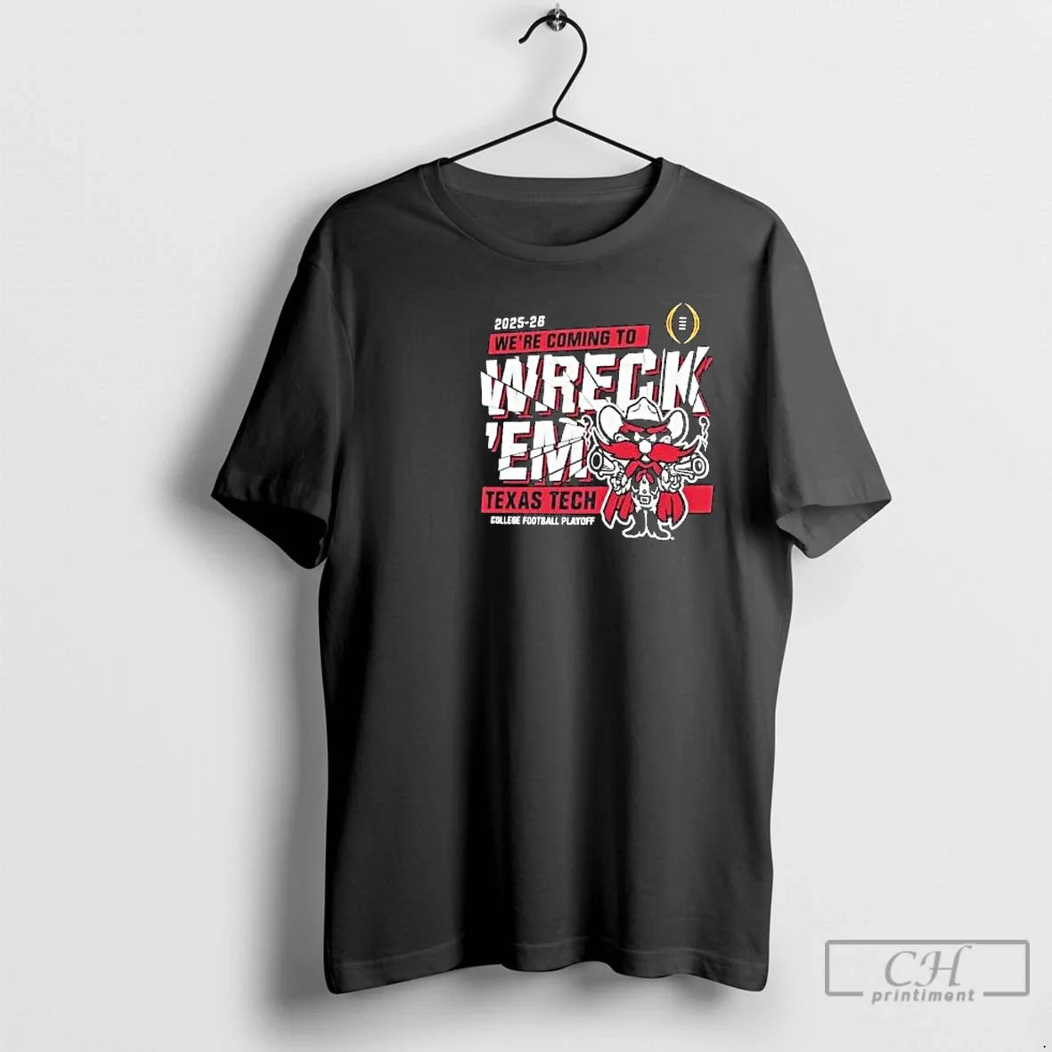Classic Texas Tech Red Raider 2025 26 Were Coming Wreck Em Cfp Circle Black T-Shirts