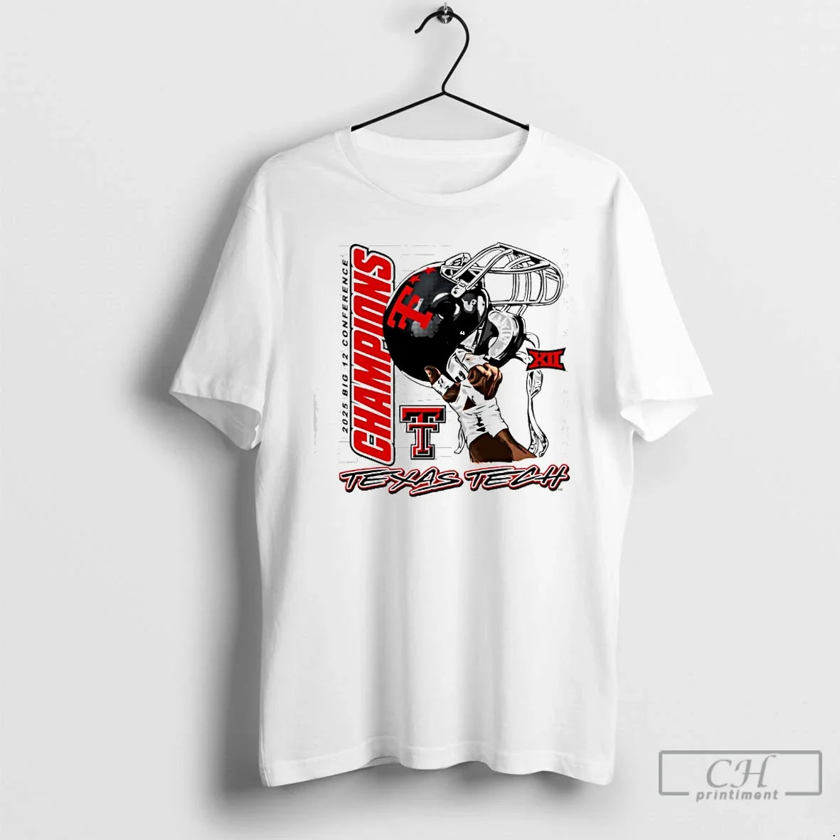 Classic Texas Tech Red Raiders 2025 Big 12 Football Champs Hand T-Shirts