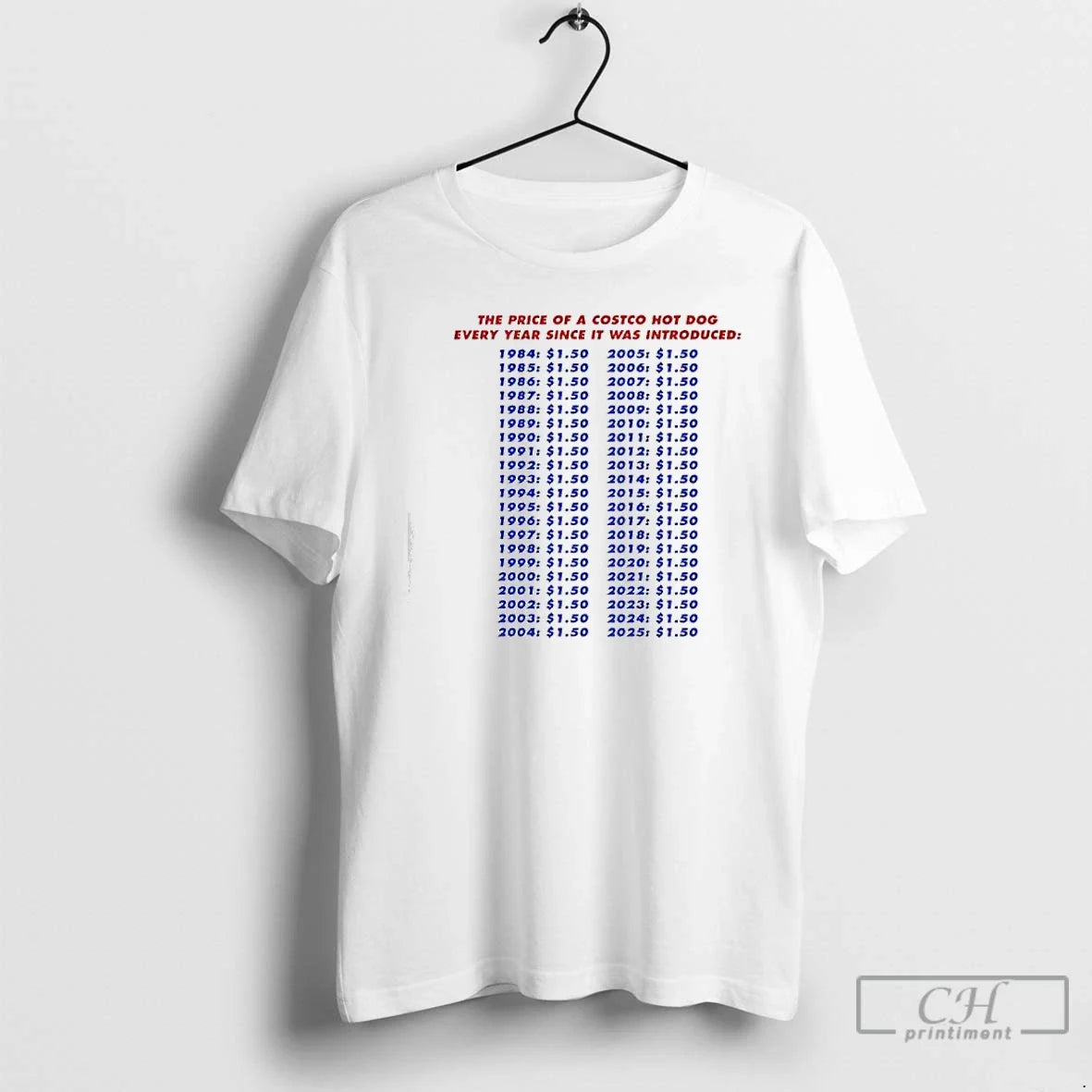 Classic Price Hotdog Every Year Since Was Introduced T-Shirts