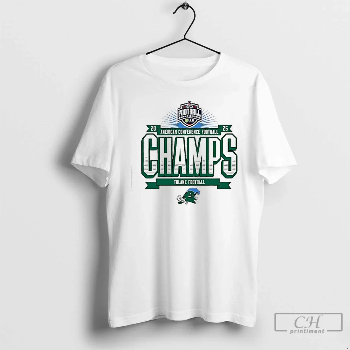 Classic Tulane Football 2025 Amercan Conference Champs Logo T-Shirts