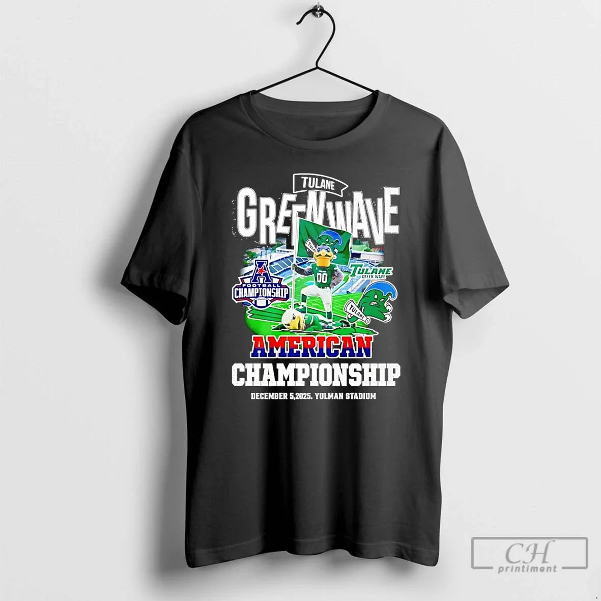 Classic Tulane Green Wave 2025 American Championship Mascot T-Shirts
