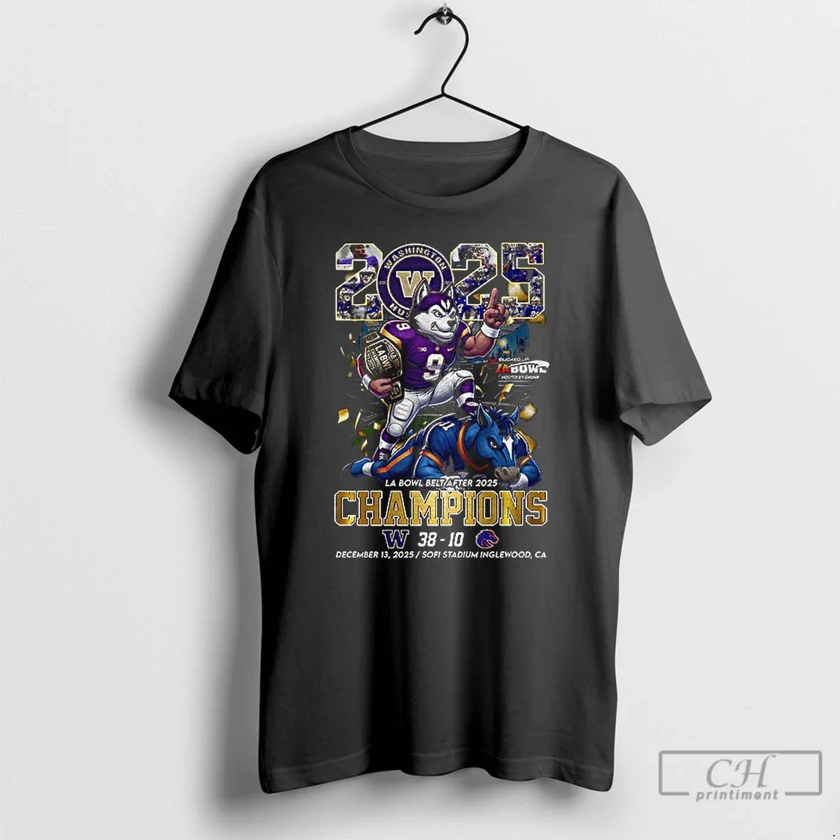 Classic Washington Huskies Beat Boise State Broncos La Bowl Belt After 2025 Champions T-Shirts