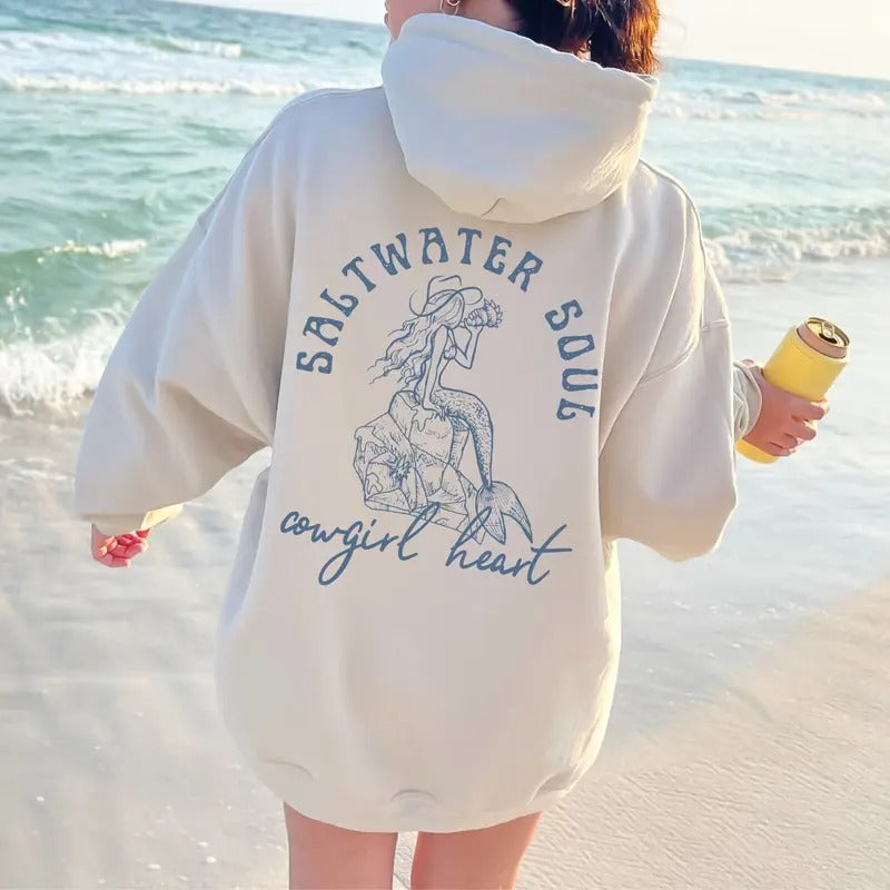 Coastal Cowgirl Hooded Mermaid Core Western Cowgirl Beachy Costal Cowgirl T-Shirts