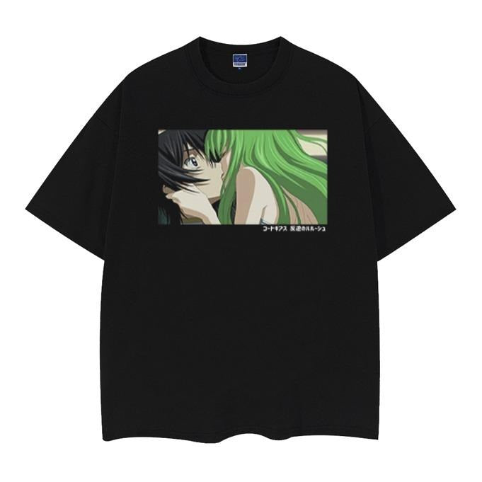 Code Geass "Lelouch & C.C." Vintage Anime 100% Cotton Original Top Streetwear Casual Menswear T-Shirts