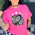 Coffin & Moon Celestial Roses Short Sleeve Shirt Neon Pink Comfortable Cozy Summer Ready Alt T-Shirts