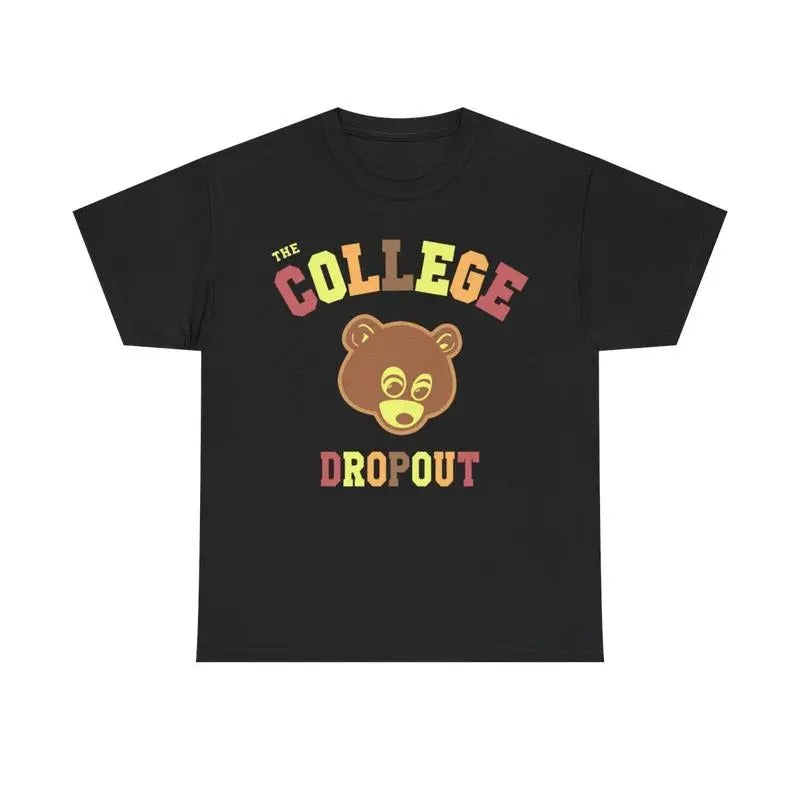 "College Dropout" Inspired Menswear Retro Shirt Top Vintage Comfy Classic Cotton Casual T-Shirts
