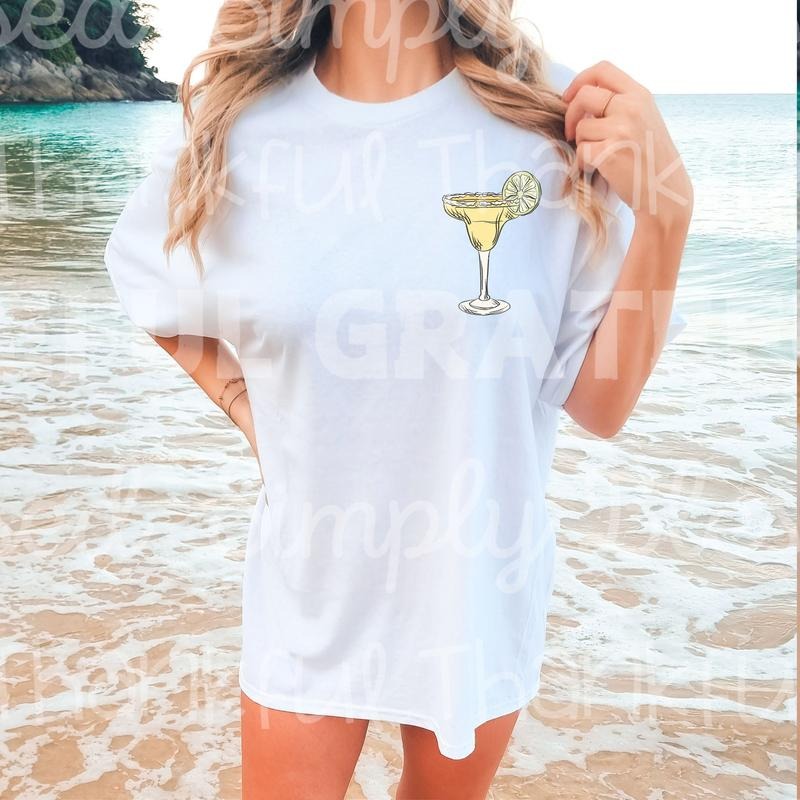 Colorful Margarita Sippin' Patch DTF Transfers THIS IS NOT SHIRT T-Shirts