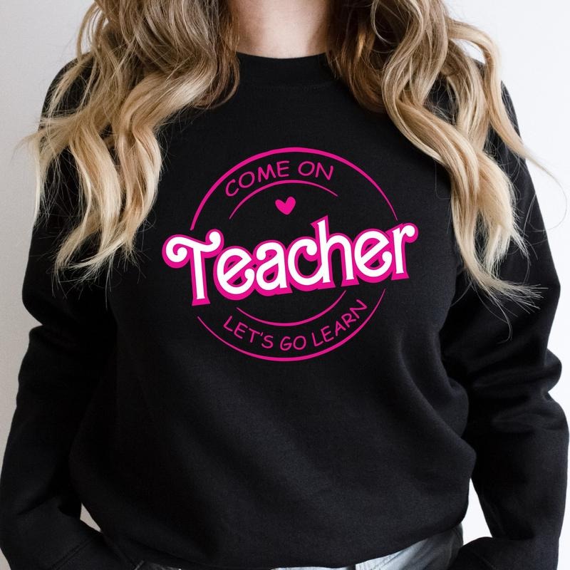 Come Teacher Let'S Go Learn Teacher'S Day Teacher Appreciation Back School Matching Teachers Long Sleeve Pink Teachers T-Shirts