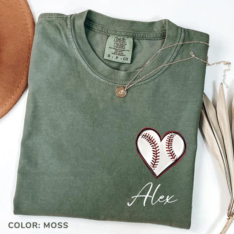 Comfort Colors Custom Baseball Mom Custom Baseball Pocket Shirt Baseball Baseball Heart Sports Mom Baseball Fan T-Shirts