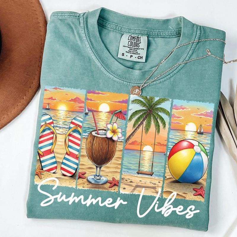 Comfort Colors Summer Beach Hello Summer Shirt Summer Vacation Shirt T-Shirts