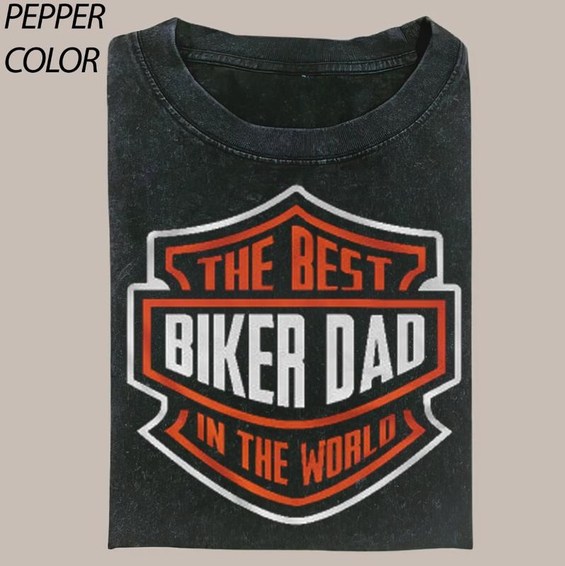 Comfort Colors World'S Coolest Biker Dad Vintage Shirt Dads Dad Biker Dad T-Shirts