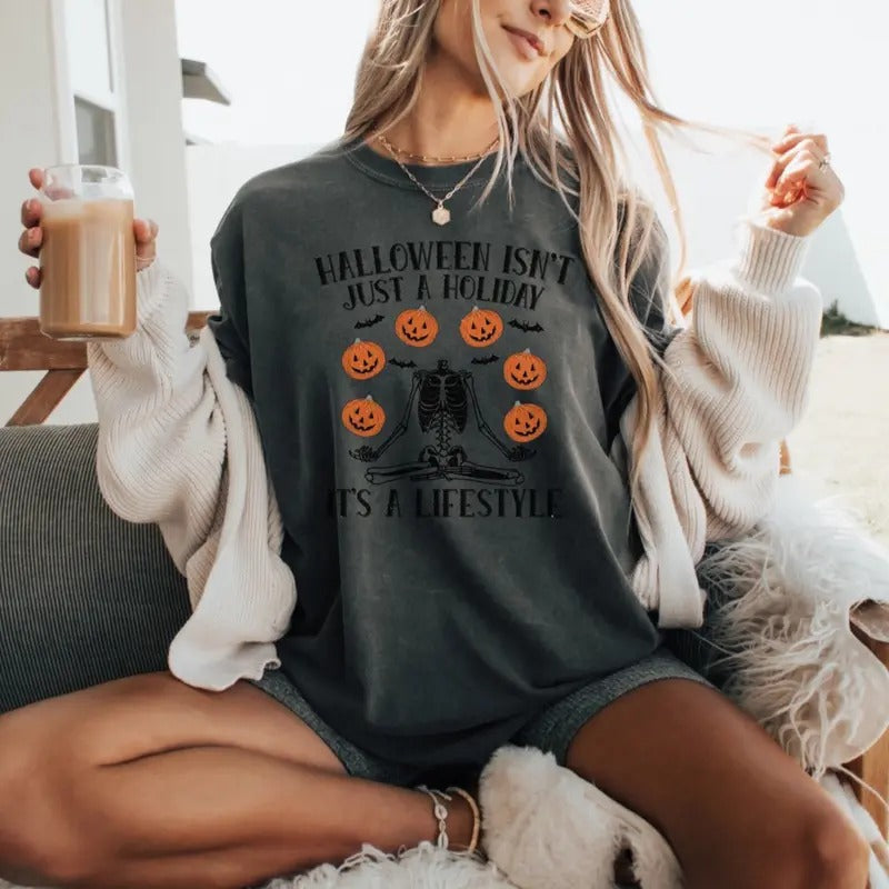 Comfort Colors Halloween Is Lifestyle Short Sleeve Casual Cotton T-Shirts