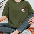 Comfort Colors Cute Pocket Ghost Short Sleeve Casual Cotton T-Shirts