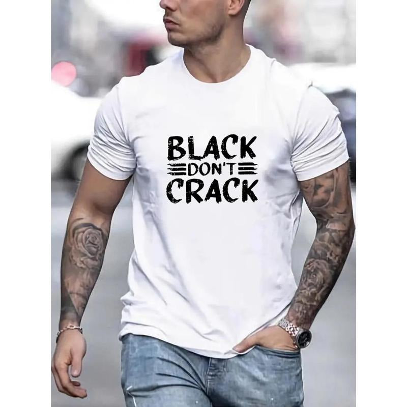 Comfy Stretchy Black Don'T Crack Short Sleeve Summer Casual Daily Made USA T-Shirts