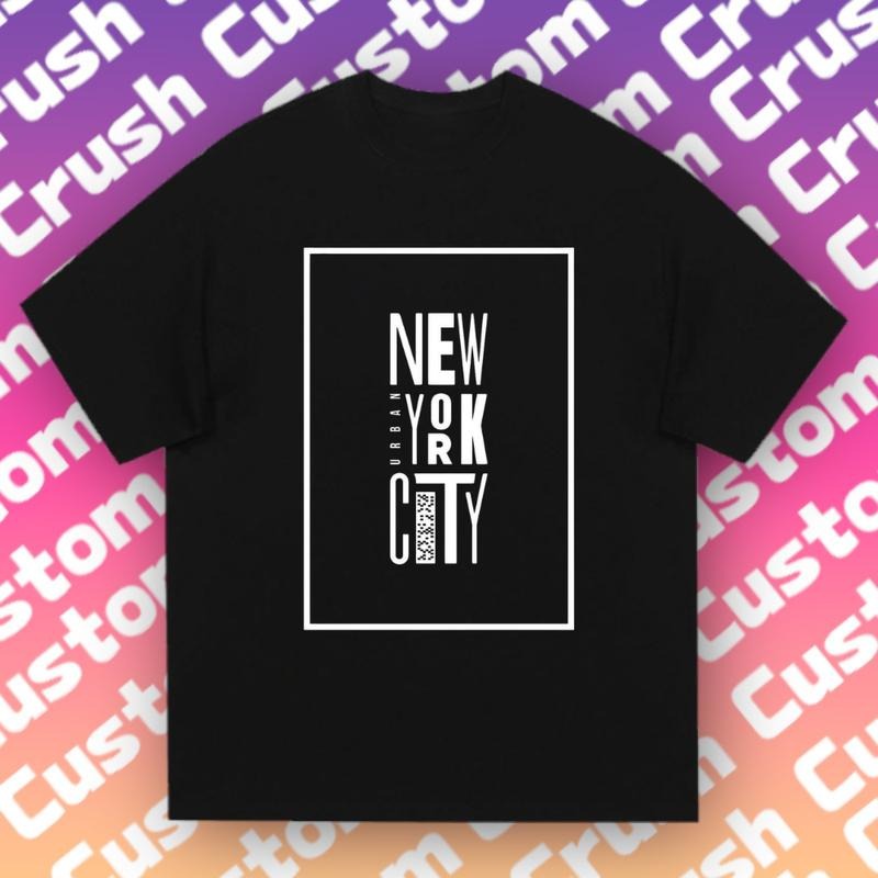NYC Fanatic! 'New York City' Gradient Minimalist White Text & Purple Pink Orange Clash Urban Chic Essential Streetwear Date Commute T-Shirts