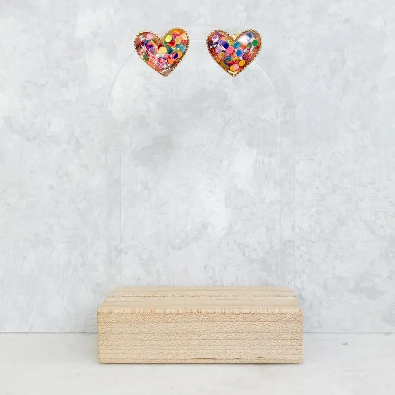 Confetti Heart Stud Earrings T-Shirts