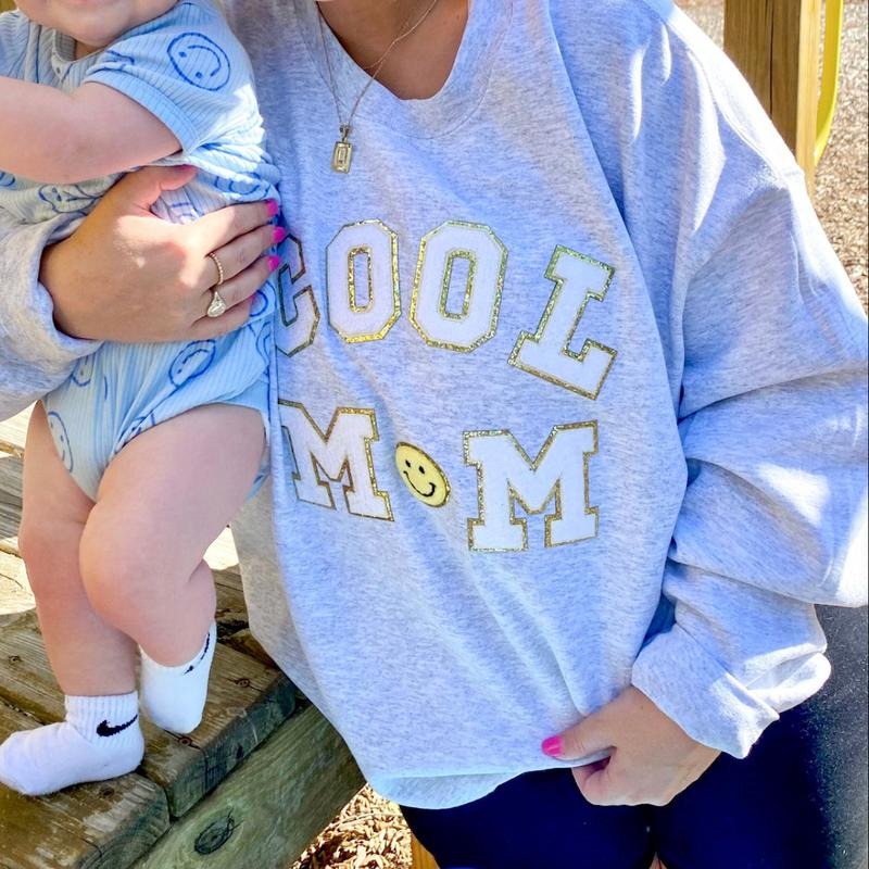 'Cool Mom' Letter Patch T-Shirts