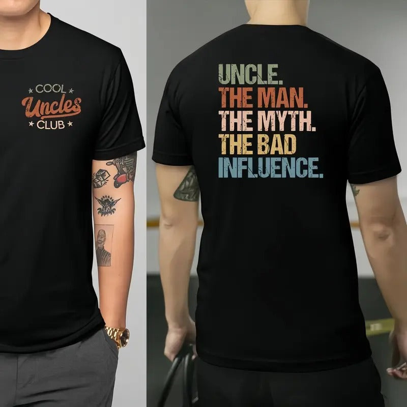 Cool Uncles Club Man Myth Double Sides Shirt 100% Cotton Casual Perfect Uncle Spring Top T-Shirts