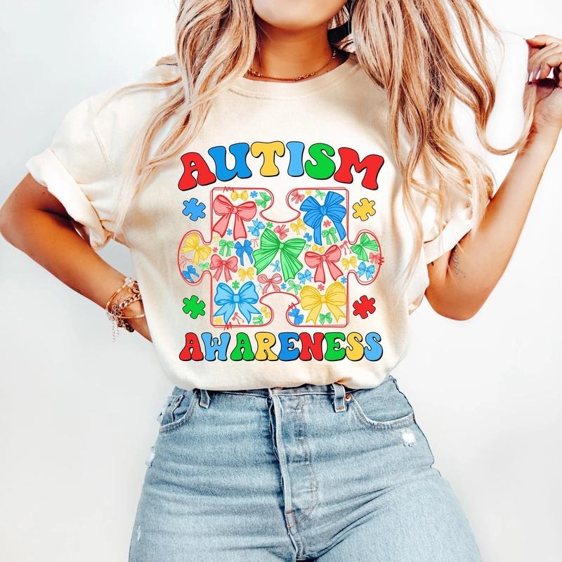 Coquette Autism Awareness Puzzle Piece DTF Transfer THIS IS NOT SHIRT T-Shirts