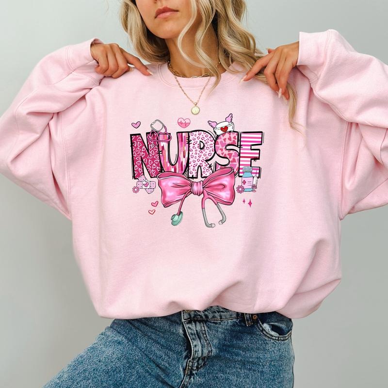 Coquette Bow Nurse Cupids Favorite Nurse Nursing Long Sleeved Nurse Ideas T-Shirts