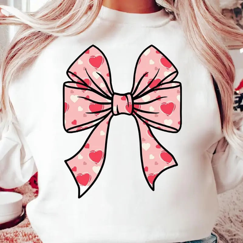 Coquette Bow Valentine Shirt Shirt Heart Coquette Bow Shirt Valentine Love Shirt Cute Valentine Shirt T-Shirts