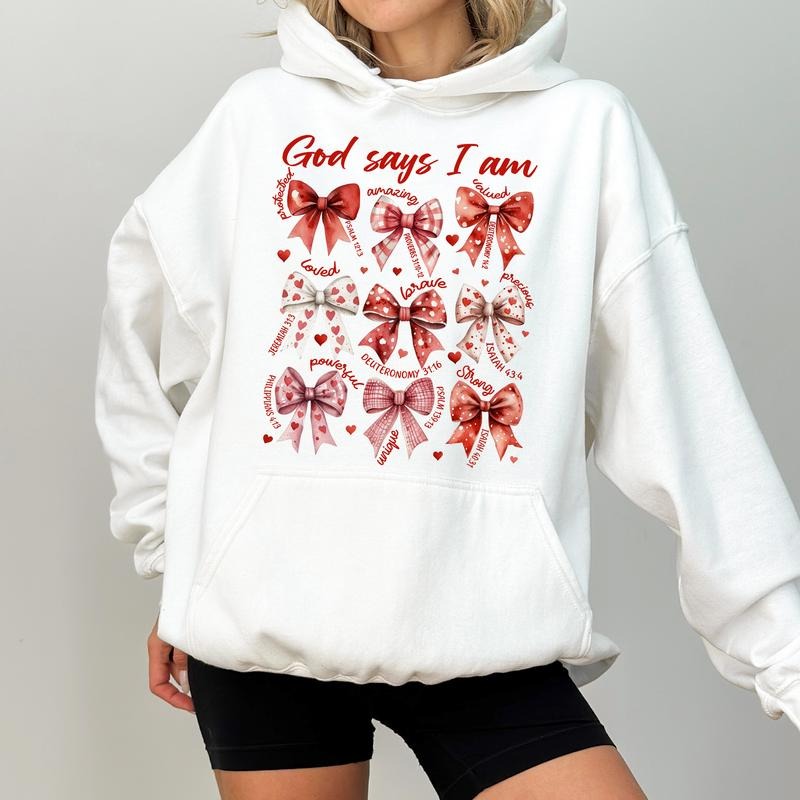 Coquette Christian God Says I Am Bible Verse Positive Religious Valentine Christian T-Shirts