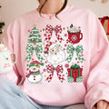 Coquette 2024 Retro Holidays Hot Cocoa Candy Cane Santa Coquette Bow Checkered Girly T-Shirts