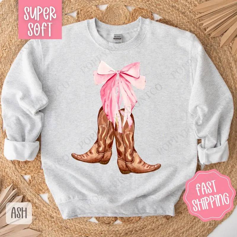 Coquette Cowgirl Boots Cowgirl Bow Country Music Coquette Western T-Shirts