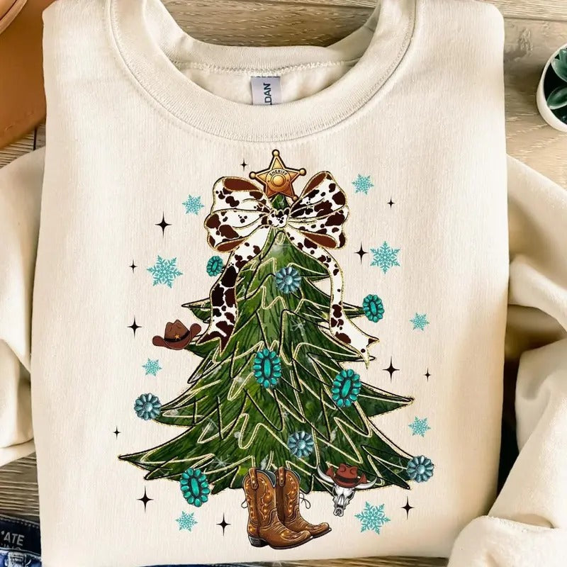 Coquette Turquoise Tree Tree Cowhide Western Country Cowgirl Shirt T-Shirts