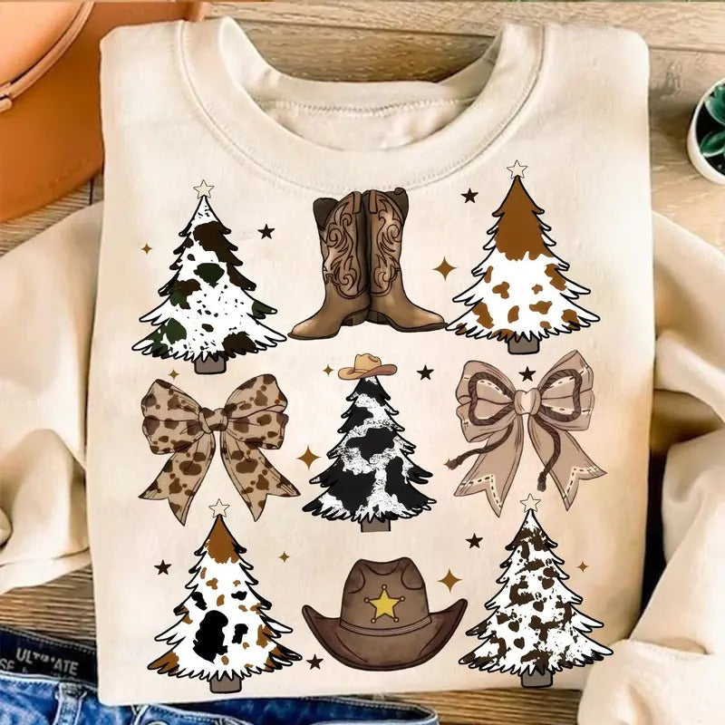 Coquette Western Tree Cowgirl Shirt Howdy Tree Leopard Coquette Bow T-Shirts